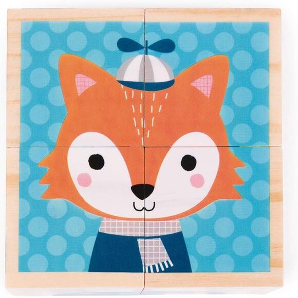 Janod My First Blocks Forest Portraits - Animals (4 wooden cubes) Brand New - Picture 12 of 13